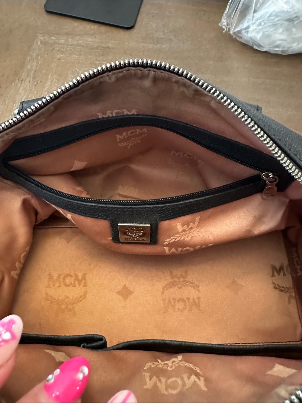 MCM Black Pebbled Leather Boston Bag with Silver Hardware - Picture 11 of 16